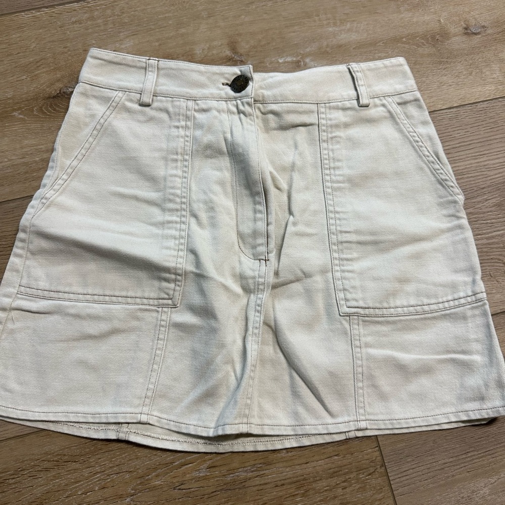 BDG Light Cream Denim Skirt